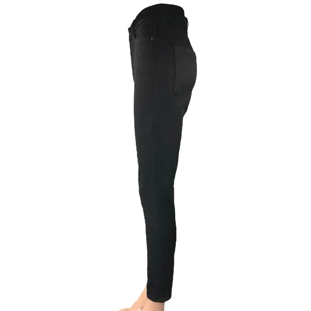 Monki Women's Black Skinny High Rise Button Stretch Denim Jeans Pants Size 29